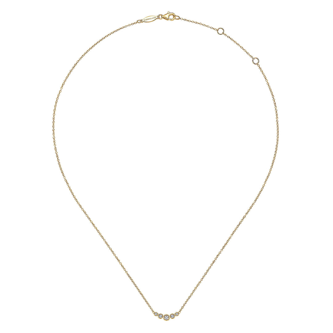 Gabriel & Co. NK5424Y45JJ Curved 14K Yellow Gold Bezel Set Diamond Bar Necklace