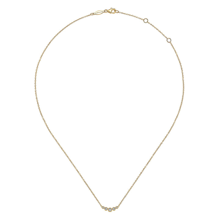 Gabriel & Co. NK5424Y45JJ Curved 14K Yellow Gold Bezel Set Diamond Bar Necklace