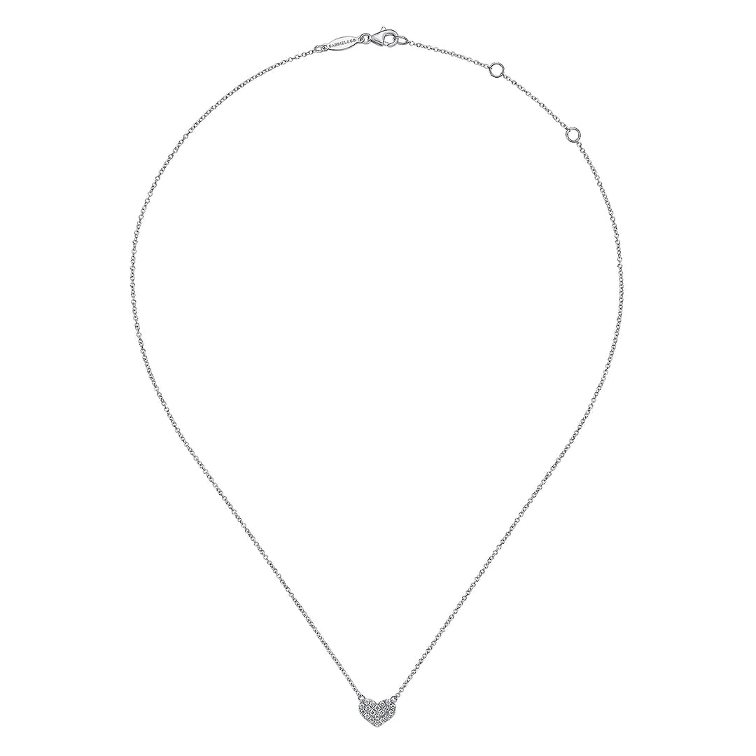 Gabriel & Co. NK5450W45JJ 14K White Gold Pave Diamond Pendant Heart Necklace