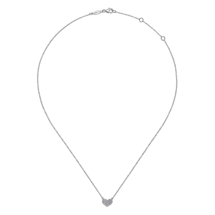 Gabriel & Co. NK5450W45JJ 14K White Gold Pave Diamond Pendant Heart Necklace