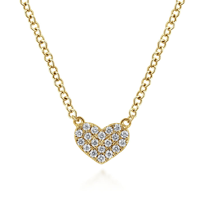 Gabriel & Co. NK5450Y45JJ 14K Yellow Gold Pave Diamond Pendant Heart Necklace