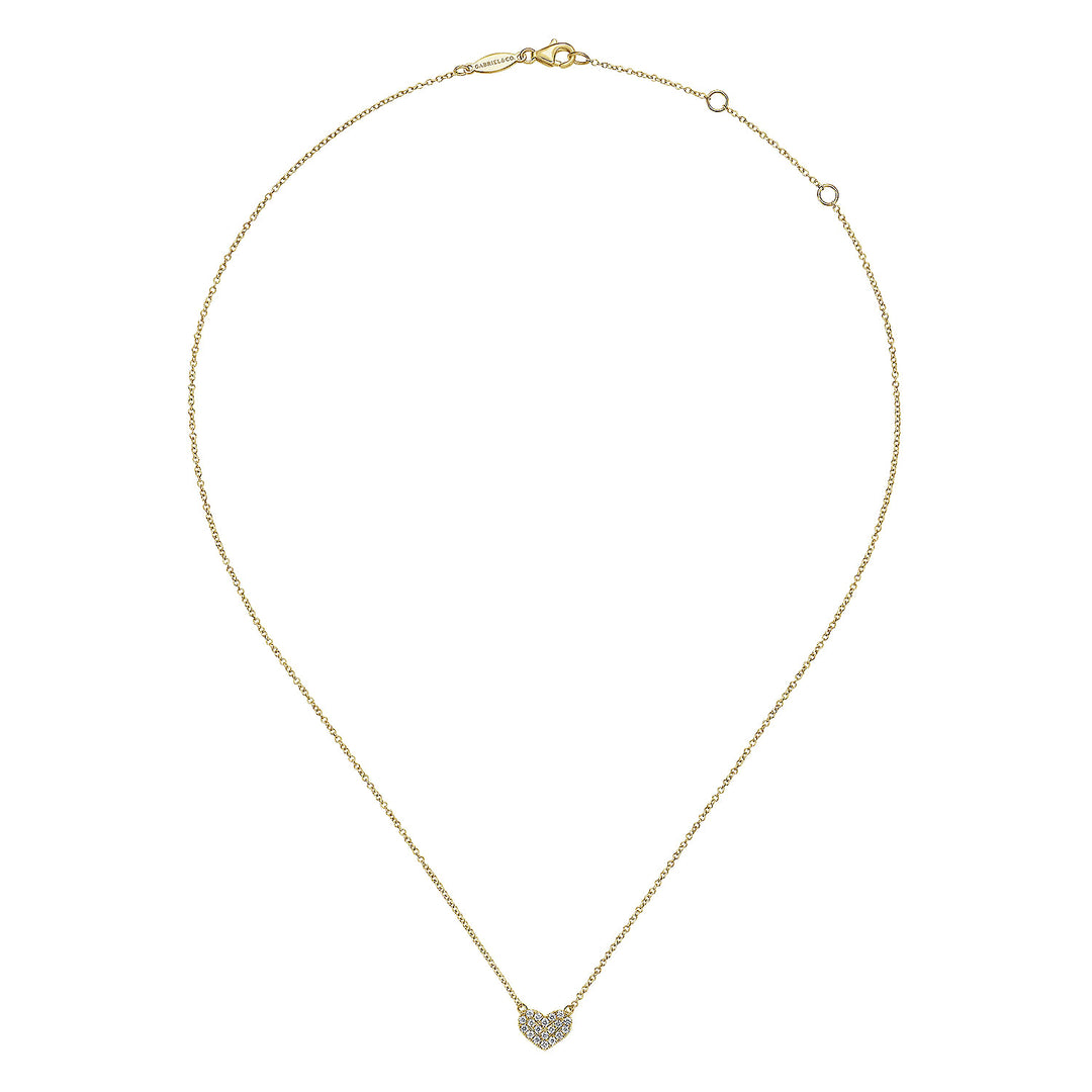 Gabriel & Co. NK5450Y45JJ 14K Yellow Gold Pave Diamond Pendant Heart Necklace