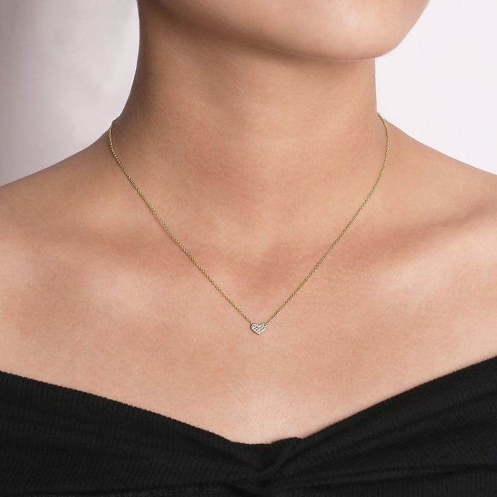 Gabriel & Co. NK5450Y45JJ 14K Yellow Gold Pave Diamond Pendant Heart Necklace