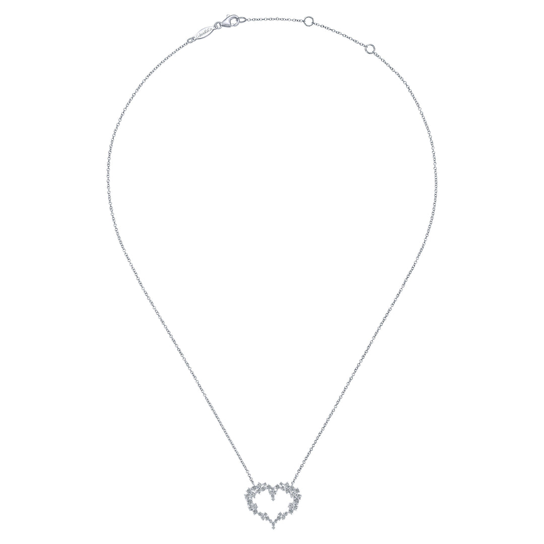 Gabriel & Co. NK5563W45JJ 14K White Gold Diamond Cluster Heart Pendant Necklace