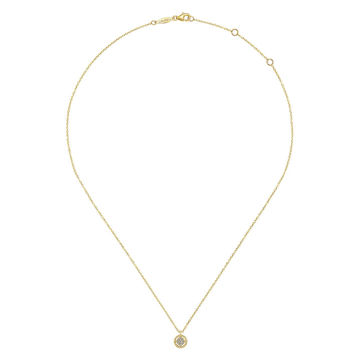 Gabriel & Co. NK5723Y45JJ 14K Yellow Gold Beaded Round Floating Diamond Pendant Necklace