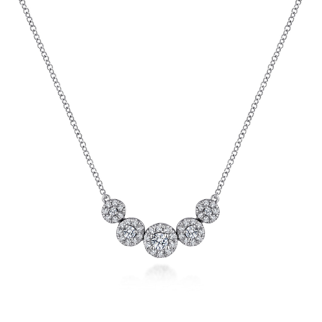 Gabriel & Co. NK5825W45JJ 14K White Gold Round Diamond Halo Necklace