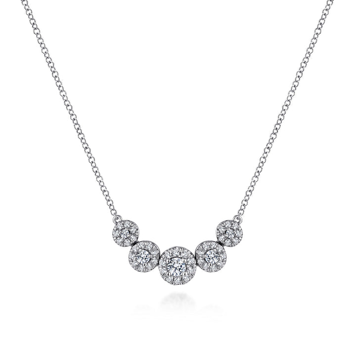 Gabriel & Co. NK5825W45JJ 14K White Gold Round Diamond Halo Necklace