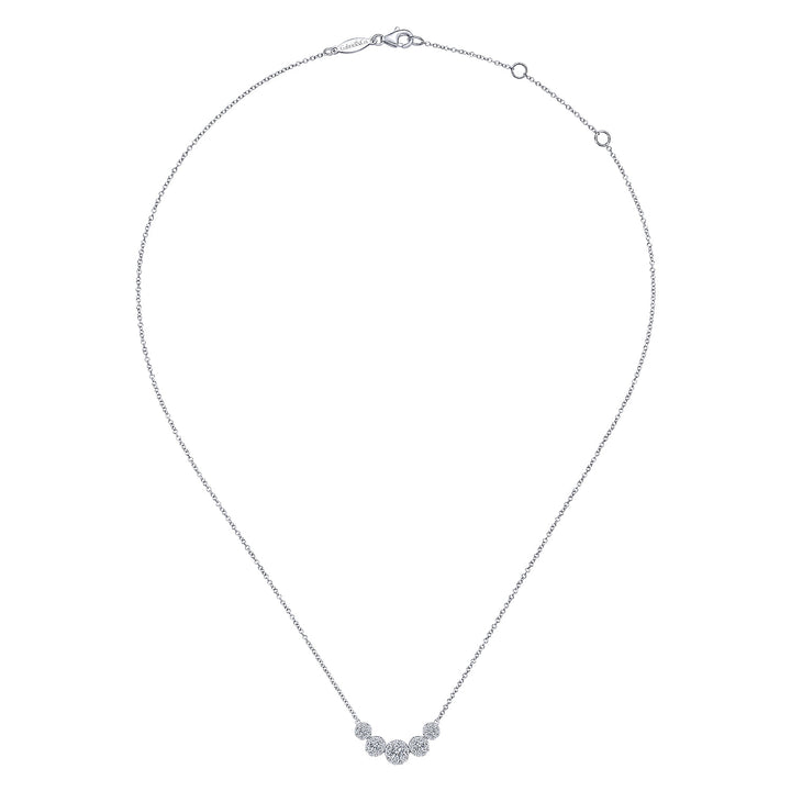 Gabriel & Co. NK5825W45JJ 14K White Gold Round Diamond Halo Necklace