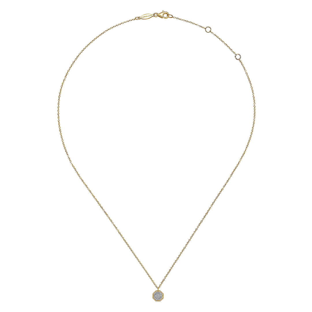 Gabriel & Co. NK5946Y45JJ 14K Yellow Gold Octagonal Pave Diamond Pendant Necklace