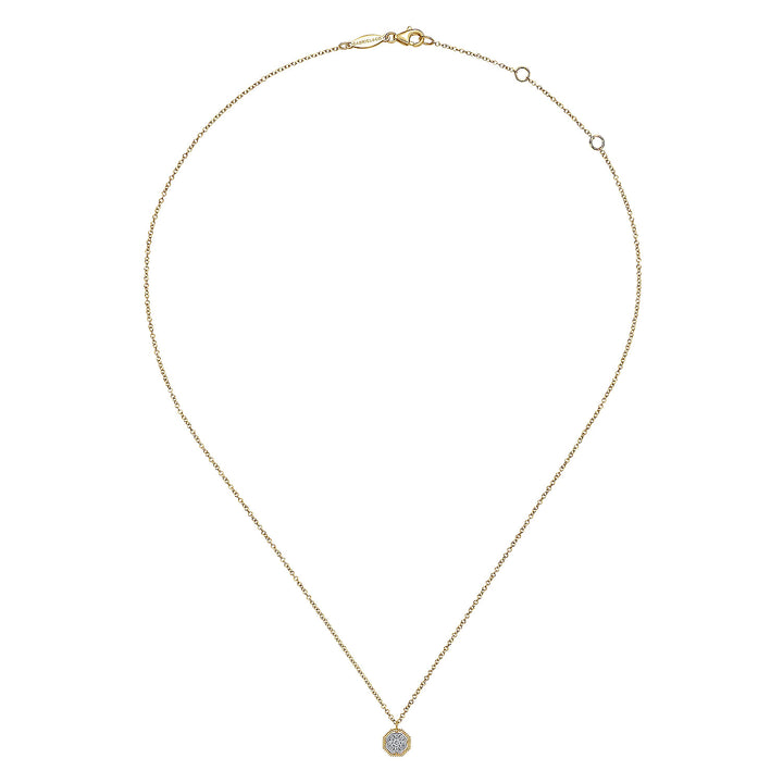 Gabriel & Co. NK5946Y45JJ 14K Yellow Gold Octagonal Pave Diamond Pendant Necklace