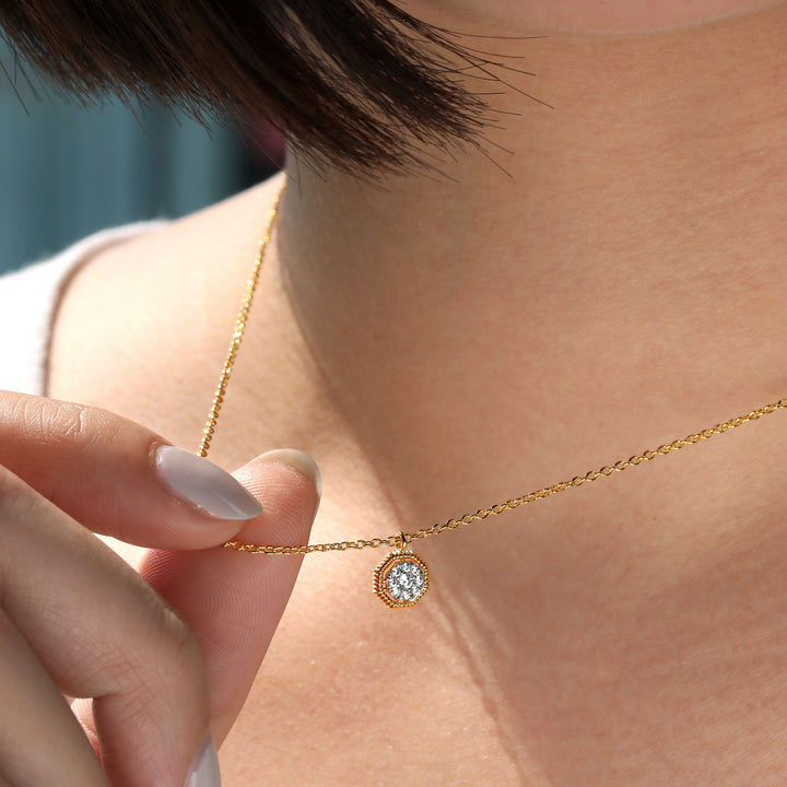 Gabriel & Co. NK5946Y45JJ 14K Yellow Gold Octagonal Pave Diamond Pendant Necklace