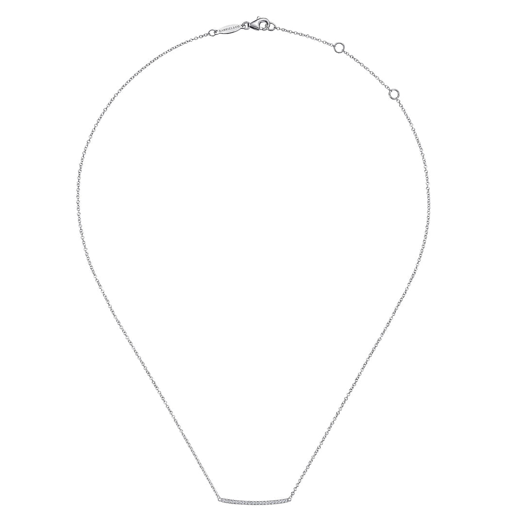Gabriel & Co. NK5986W45JJ 14K White Gold Curved Pave Diamond Bar Necklace