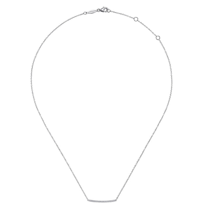 Gabriel & Co. NK5986W45JJ 14K White Gold Curved Pave Diamond Bar Necklace