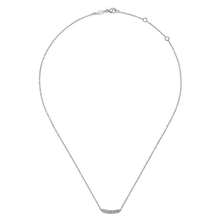 Gabriel & Co. NK5989W45JJ 14K White Gold Curved Pave Diamond Bar Necklace