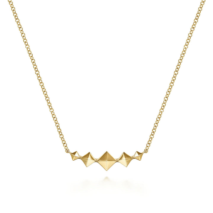 Gabriel & Co. NK6116Y4JJJ 14K Yellow Gold Graduated Pyramid Bar Necklace