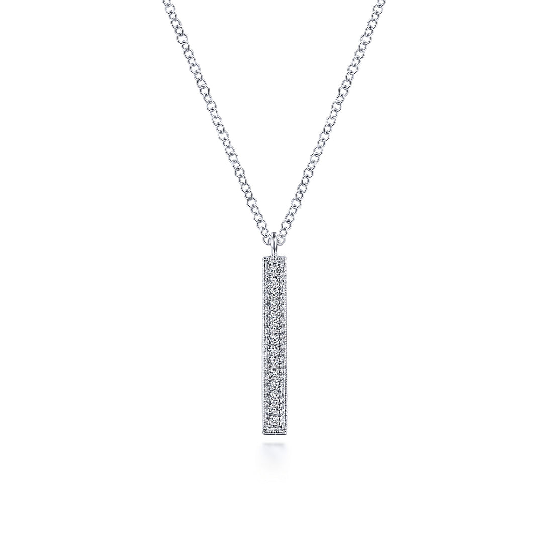 Gabriel & Co. NK6121W45JJ 14K White Gold Diamond Drop Pendant Necklace