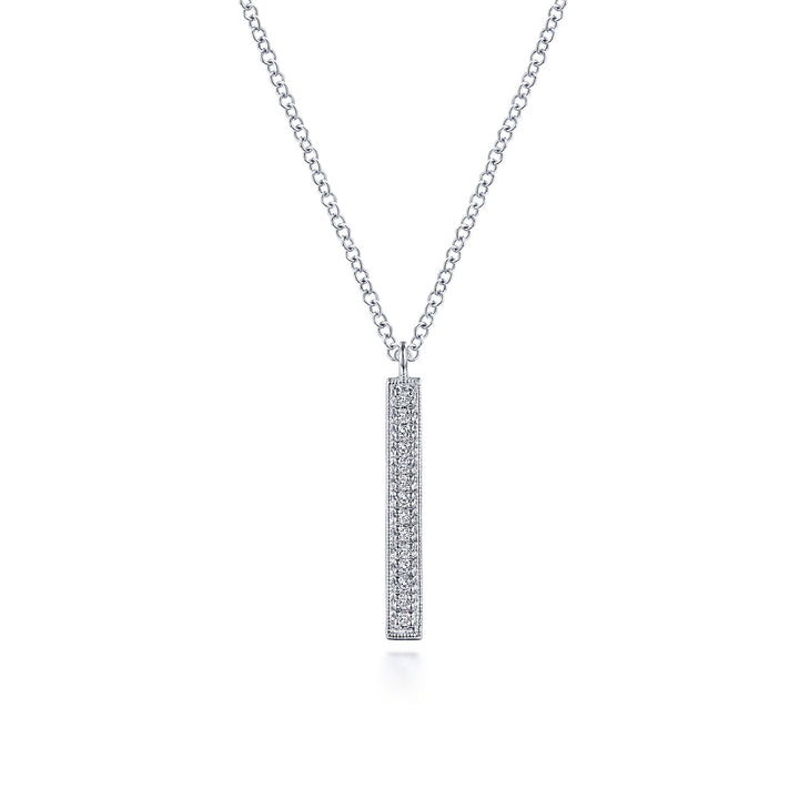 Gabriel & Co. NK6121W45JJ 14K White Gold Diamond Drop Pendant Necklace