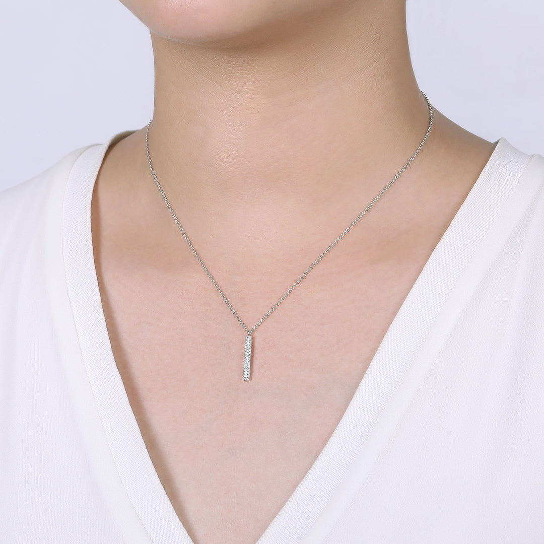 Gabriel & Co. NK6121W45JJ 14K White Gold Diamond Drop Pendant Necklace
