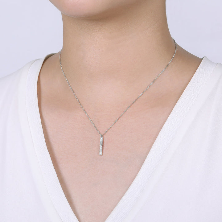 Gabriel & Co. NK6121W45JJ 14K White Gold Diamond Drop Pendant Necklace