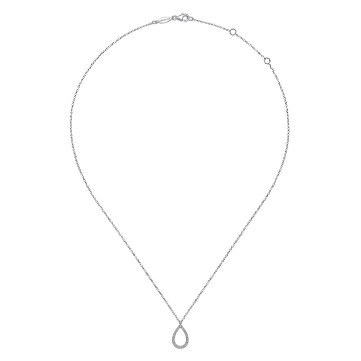 Gabriel & Co. NK6134W45JJ 14K White Gold Teardrop Diamond Pendant Necklace