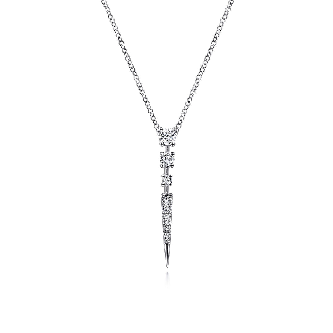Gabriel & Co. NK6187W45JJ 14K White Gold Diamond Spike Pendant Necklace