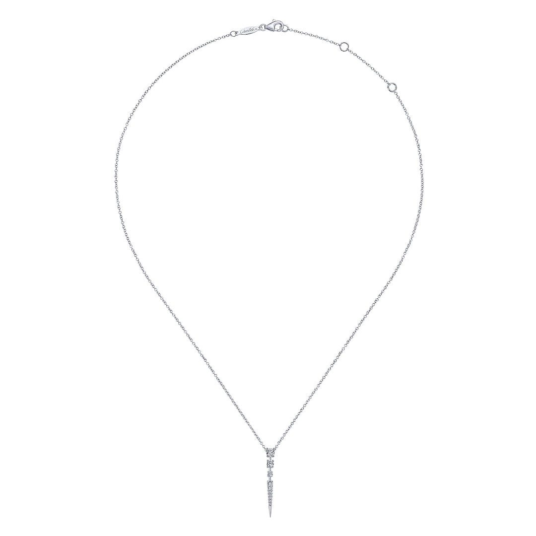 Gabriel & Co. NK6187W45JJ 14K White Gold Diamond Spike Pendant Necklace