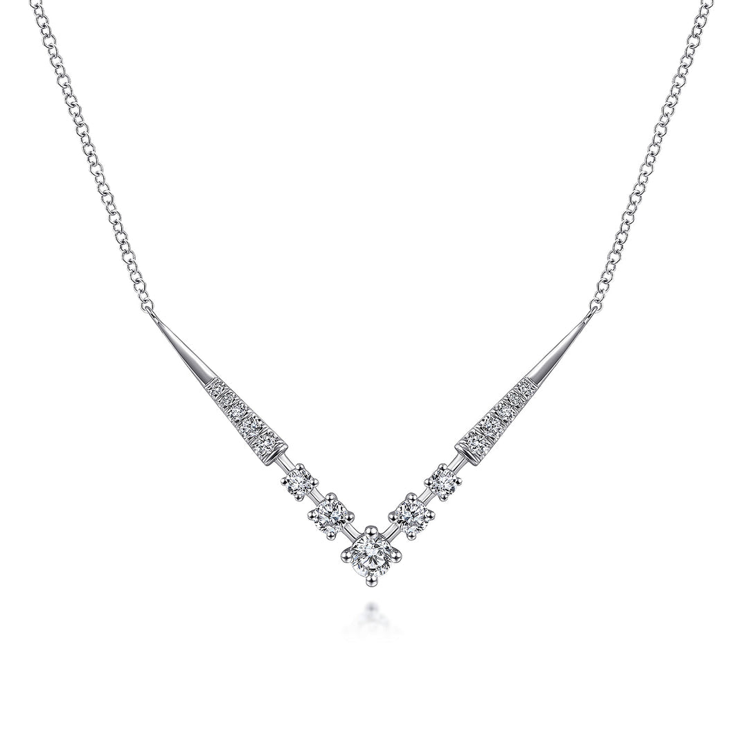 Gabriel & Co. NK6188W45JJ 14K White Gold Diamond Chevron Necklace