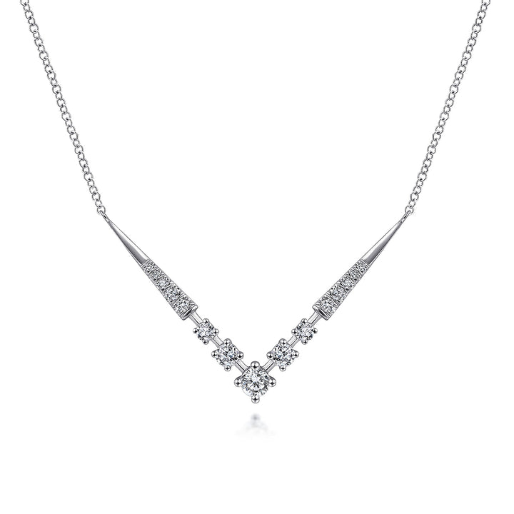 Gabriel & Co. NK6188W45JJ 14K White Gold Diamond Chevron Necklace