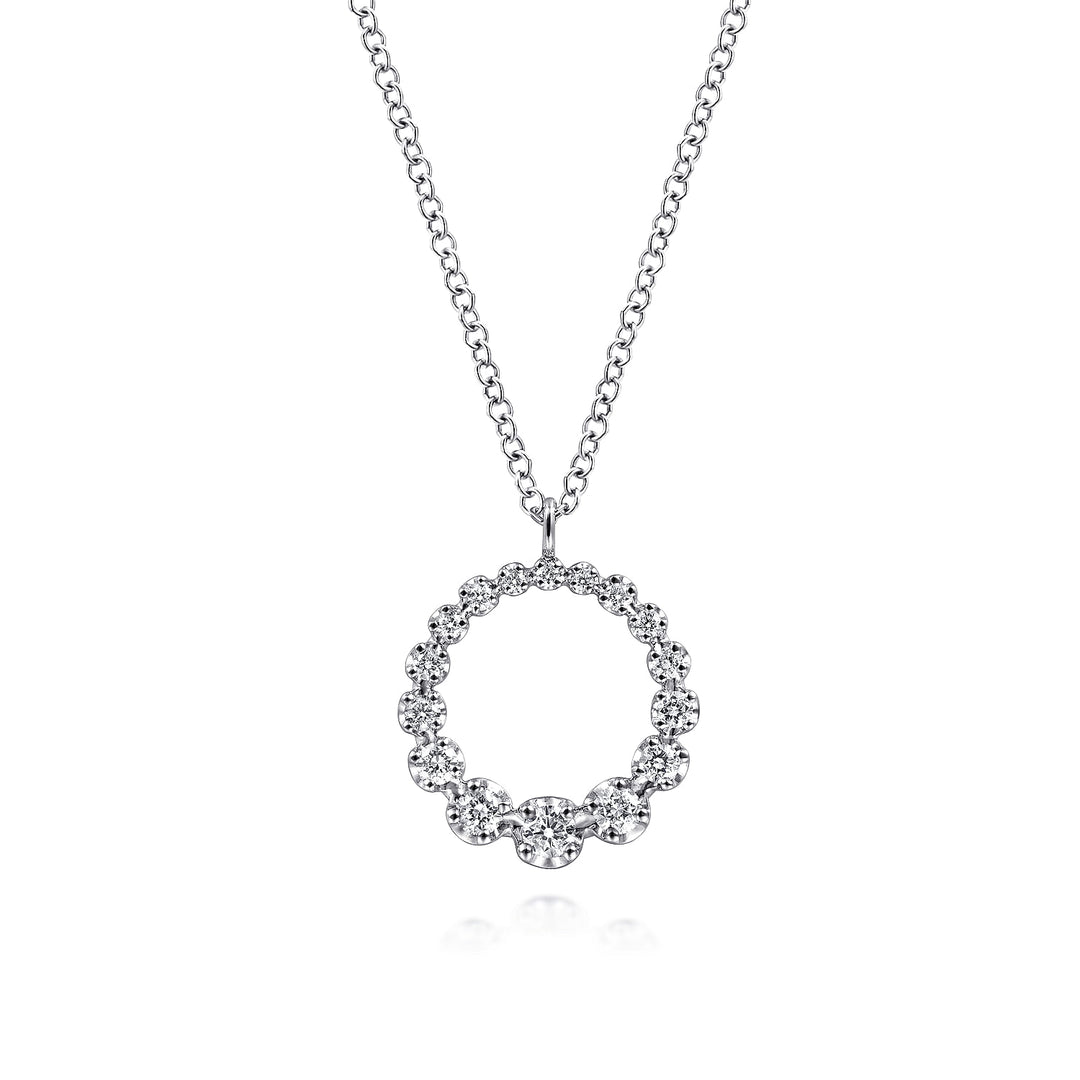 Gabriel & Co. NK6214W45JJ 14K White Gold Diamond Circle Pendant Necklace