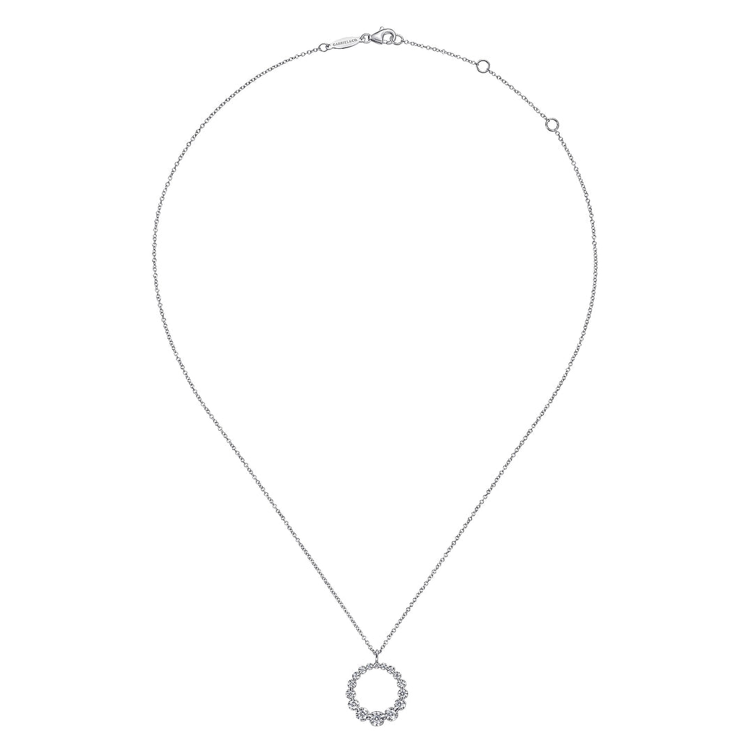 Gabriel & Co. NK6214W45JJ 14K White Gold Diamond Circle Pendant Necklace