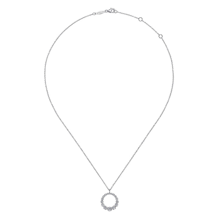 Gabriel & Co. NK6214W45JJ 14K White Gold Diamond Circle Pendant Necklace