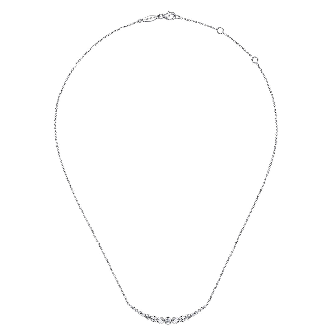 Gabriel & Co. NK6216W45JJ 14K White Gold Buttercup Set Diamond Curved Bar Necklace