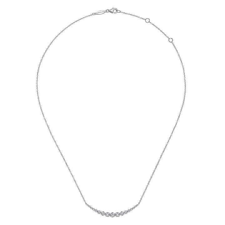 Gabriel & Co. NK6216W45JJ 14K White Gold Buttercup Set Diamond Curved Bar Necklace