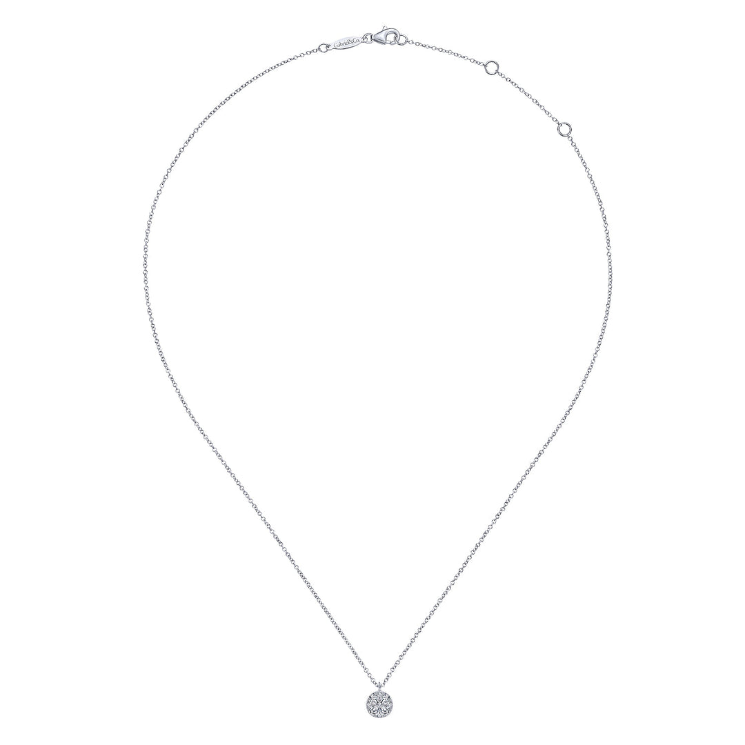 Gabriel & Co. NK6230W45JJ 14K White Gold Round Diamond Cluster Pendant Necklace