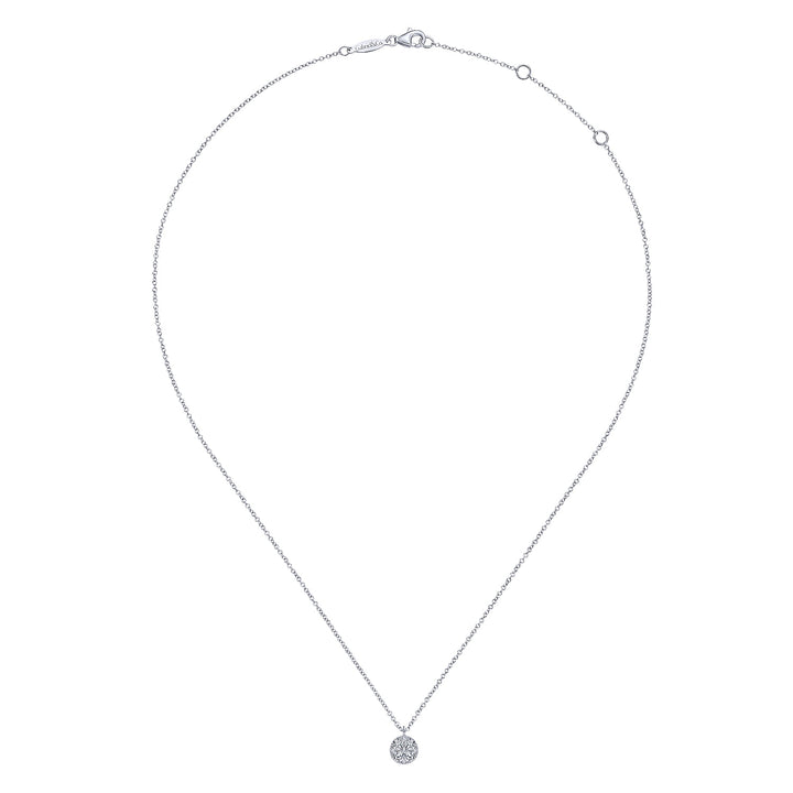 Gabriel & Co. NK6230W45JJ 14K White Gold Round Diamond Cluster Pendant Necklace