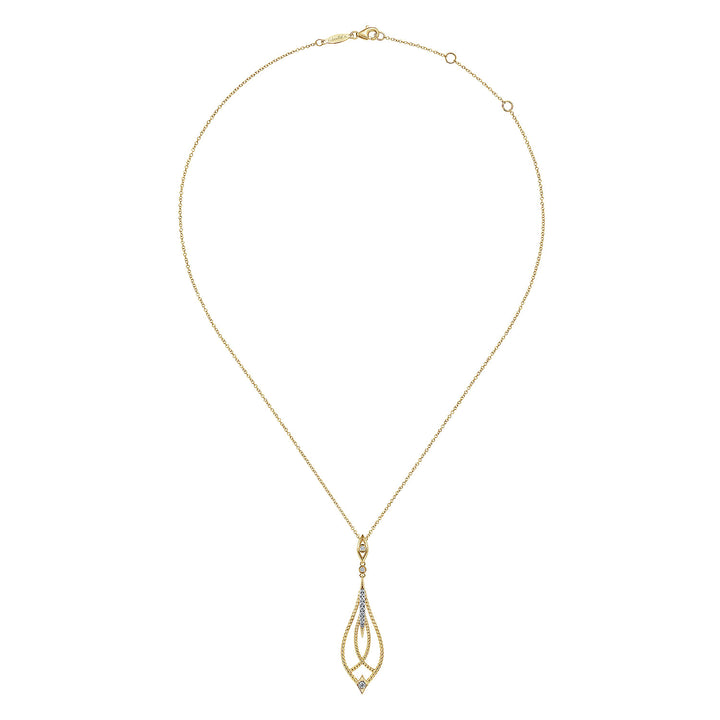 Gabriel & Co. NK6346Y45JJ 14K Yellow Gold Open Teardrop Pendant Necklace with Diamond Accents