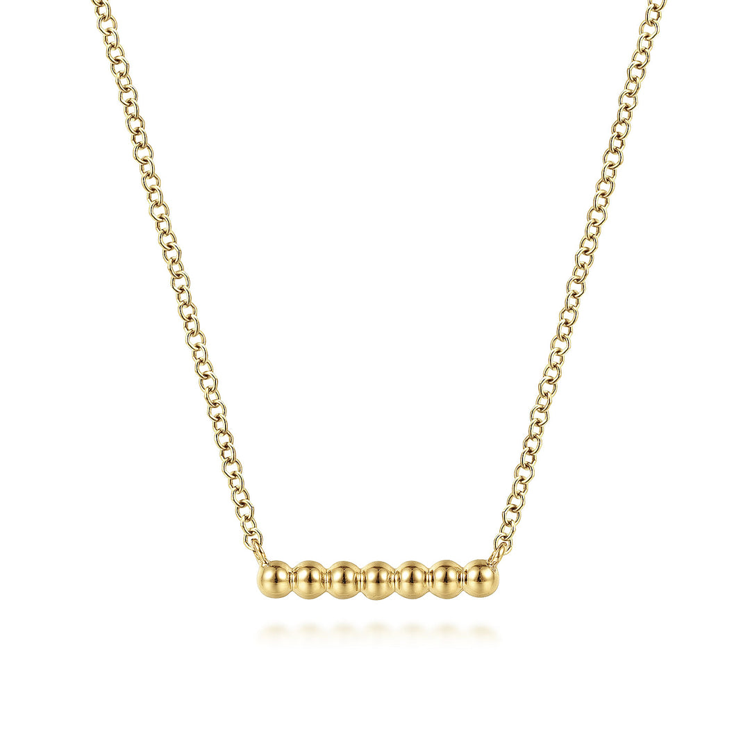 Gabriel & Co. NK6396Y4JJJ 14K Yellow Gold Bujukan Beaded Bar Necklace