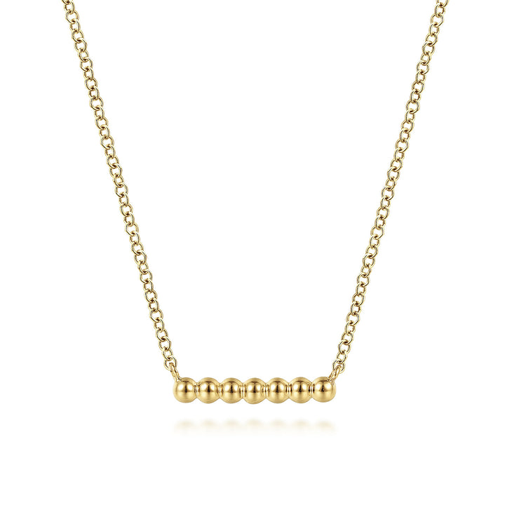 Gabriel & Co. NK6396Y4JJJ 14K Yellow Gold Bujukan Beaded Bar Necklace