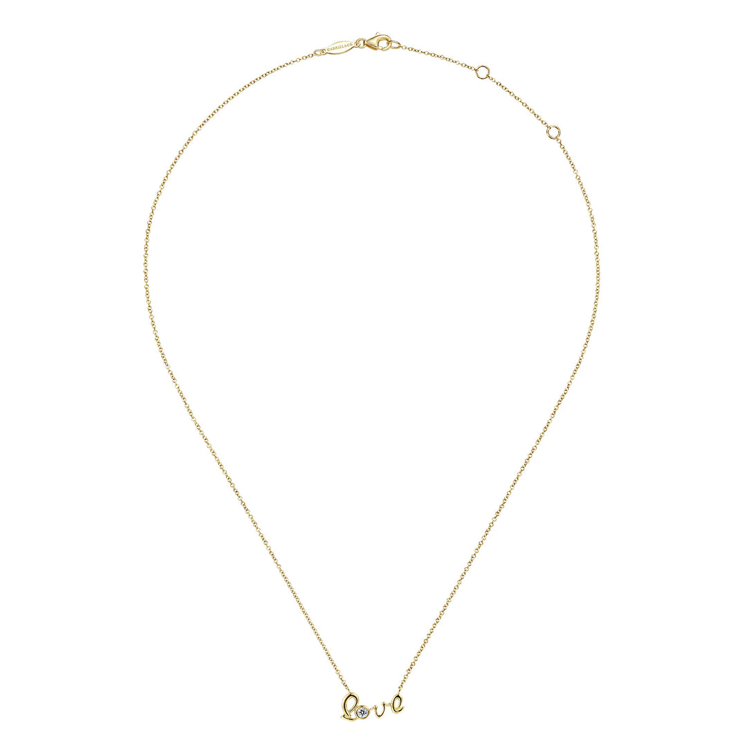 Gabriel & Co. NK6406Y45JJ 14K Yellow Gold Love Pendant Necklace with Diamond Accent
