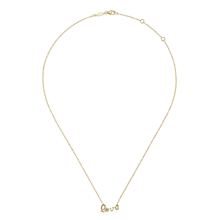 Gabriel & Co. NK6406Y45JJ 14K Yellow Gold Love Pendant Necklace with Diamond Accent