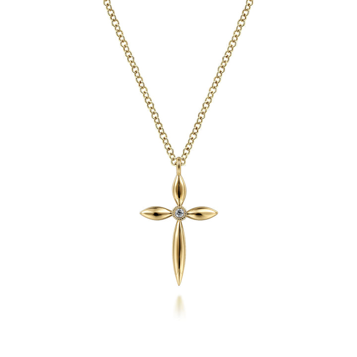 Gabriel & Co. NK6408Y45JJ 14K Yellow Gold Diamond Cross Pendant Necklace