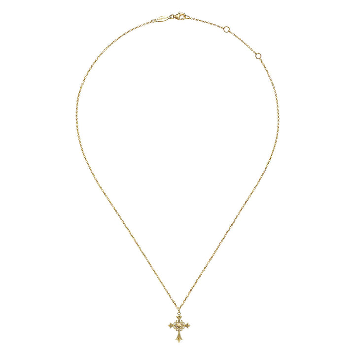 Gabriel & Co. NK6410Y4JJJ 14K Yellow Gold Vintage Inspired Cross Pendant Necklace