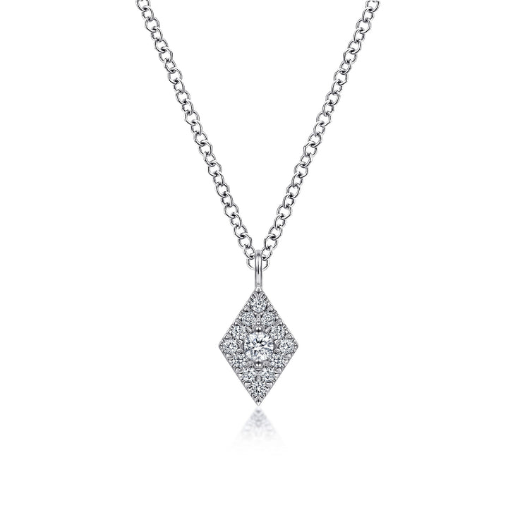 Gabriel & Co. NK6415W45JJ 14K White Gold Pave Diamond Pendant Necklace