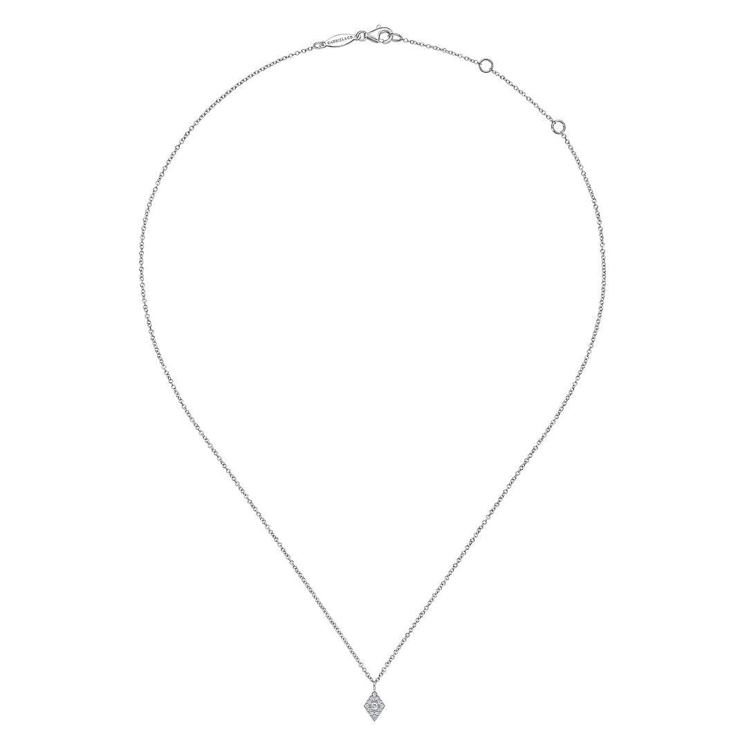 Gabriel & Co. NK6415W45JJ 14K White Gold Pave Diamond Pendant Necklace