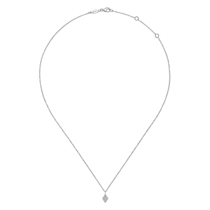Gabriel & Co. NK6415W45JJ 14K White Gold Pave Diamond Pendant Necklace