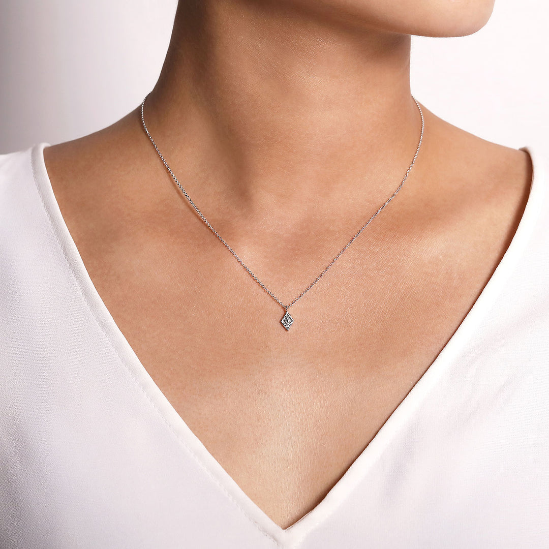 Gabriel & Co. NK6415W45JJ 14K White Gold Pave Diamond Pendant Necklace