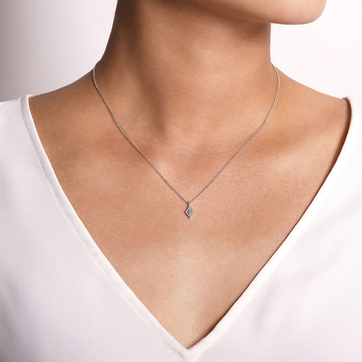 Gabriel & Co. NK6415W45JJ 14K White Gold Pave Diamond Pendant Necklace
