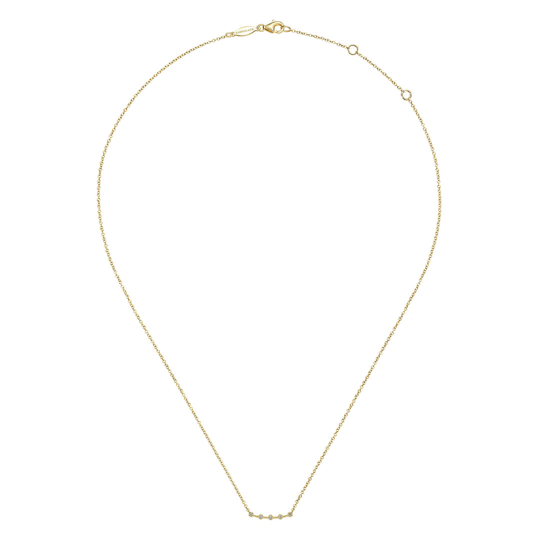 Gabriel & Co. NK6419Y45JJ 14K Yellow Gold Curved Bar Necklace with Diamond Stations
