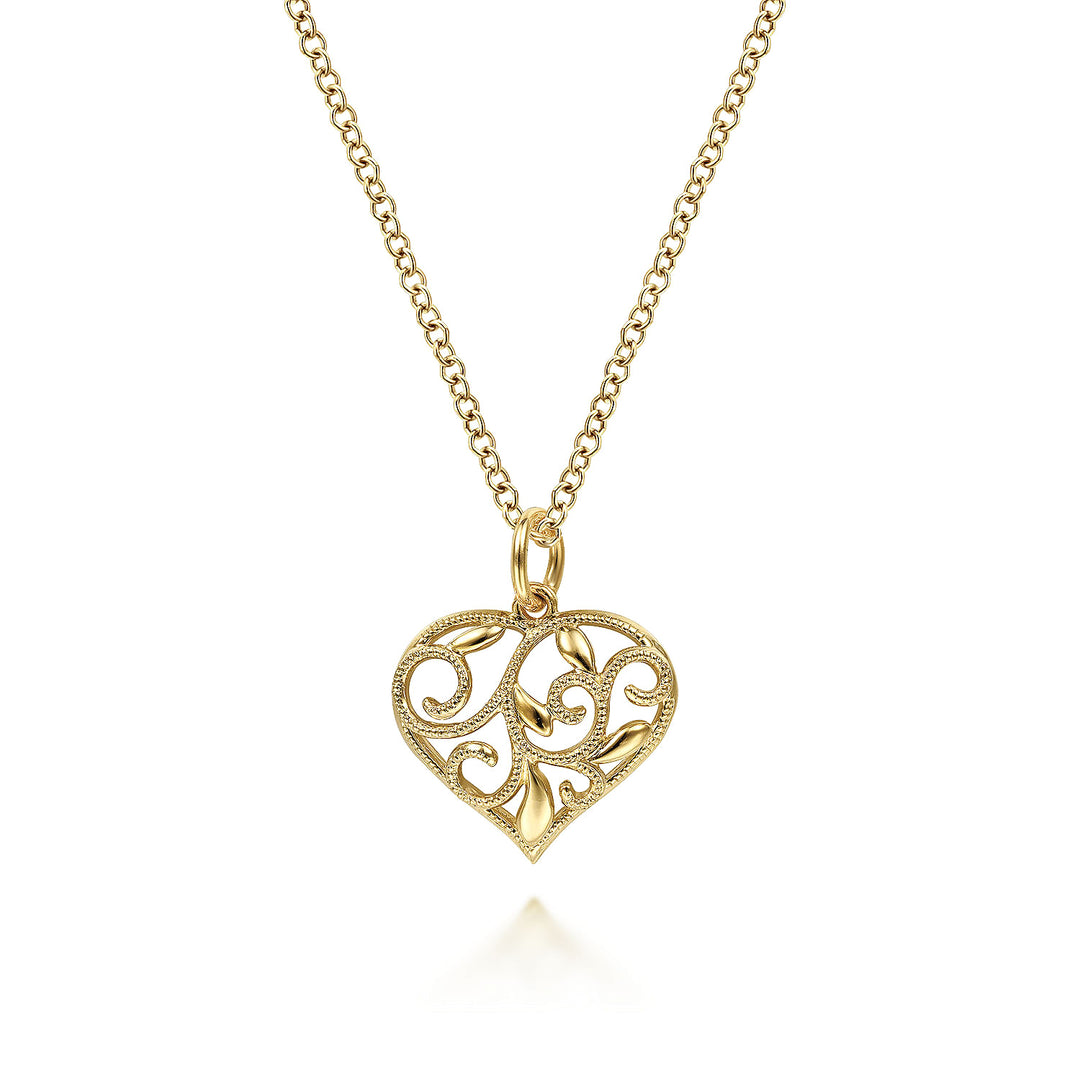 Gabriel & Co. NK6428Y4JJJ 14K Yellow Gold Swirling Heart Pendant Necklace