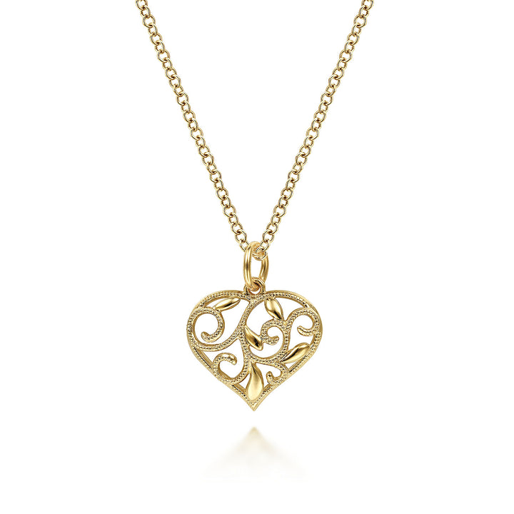 Gabriel & Co. NK6428Y4JJJ 14K Yellow Gold Swirling Heart Pendant Necklace